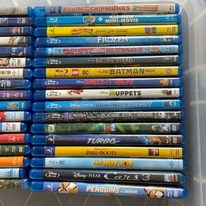 Blue Ray kids movies (all tilted in both pictures)